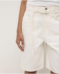 Assembly Label - Loose Fit Long Denim Shorts