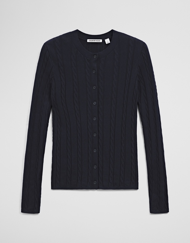Country Road - Organically Grown Cotton Blend Cable Knit Cardigan