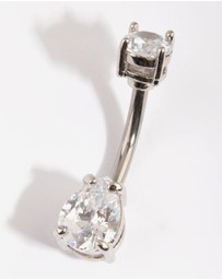 Lovisa - Titanium Pear Diamante Belly Bar