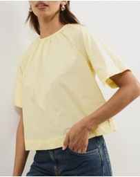 Atmos&Here - Tirsa Cotton Gathered Short Sleeve Top