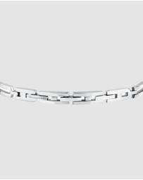 Maserati - Maserati Men's Iconic Stainless Steel Blue Logo Bracelet
