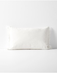 Aura Home - Vintage Linen Fringe Rectangle Cushion