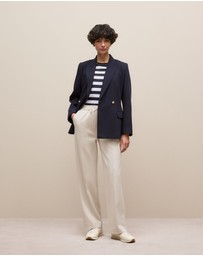 Trenery - Mercerised Cotton Stripe T-shirt in Night Sky