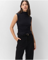 UNISON - Mock Neck Sleeveless Tee