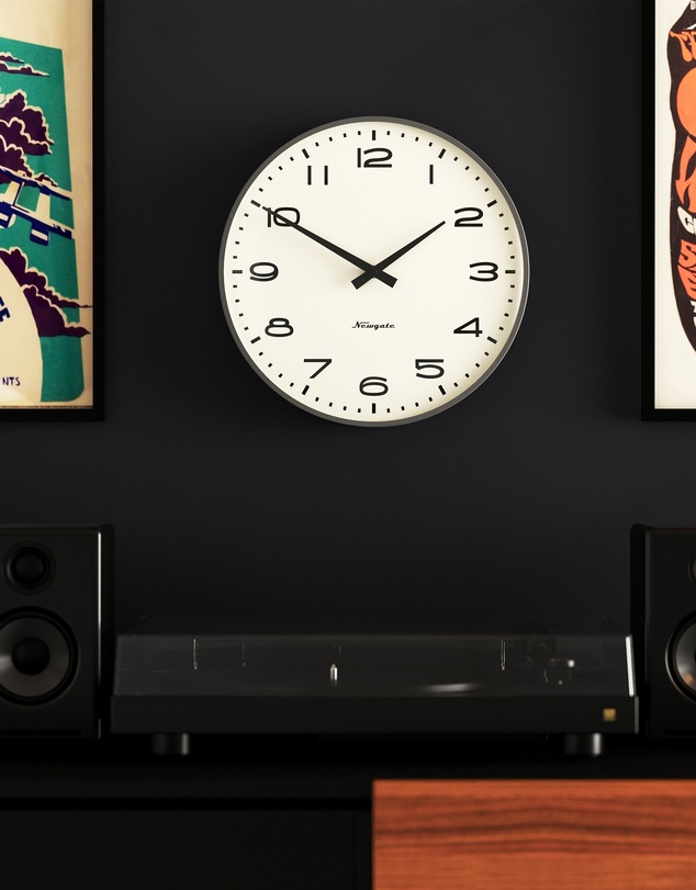 Newgate - Newgate Radio City Wall Clock Black Arabic Dial - Matte Blizzard Grey