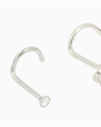 Lovisa - Surgical Steel Cubic Zirconia Floral & Classic Threadless Nose Studs 3-Pack