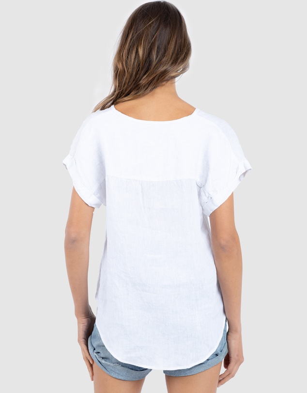 CAMIXA - Martina Linen V-Neck T-shirt