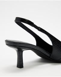 Atmos&Here - Zaria Textured Leather Sling Back Heels