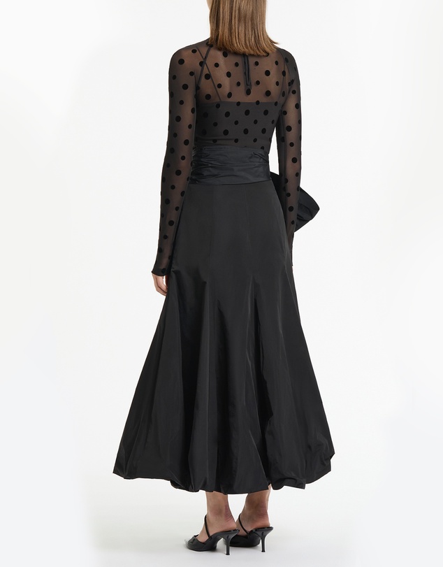 Carla Zampatti - Black Mesh Spot Long Sleeve Top