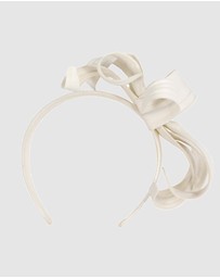Max Alexander - Leather Leafs Cream Headband Fascinator