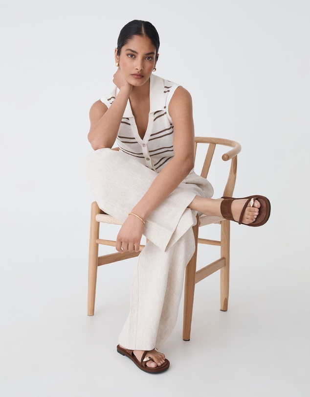 Forcast - Kaia Striped Collared Top