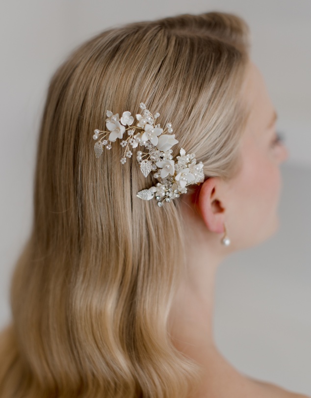 The White Collection - Harper - Floral Pearl Gold Bridal Hairpiece