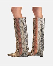 Cynthia Rowley - Embossed Leather Wedge Boot