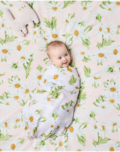Kip&Co - Sweet Daisy Organic Cotton Baby Fitted Sheet Cot - Babies