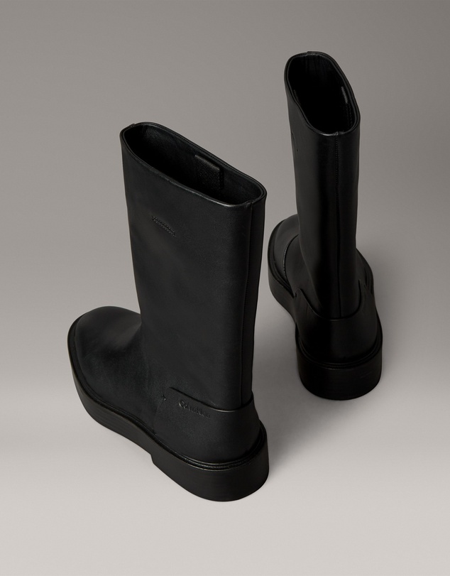Calvin Klein - Leather Stacked Heel Boots
