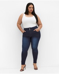 City Chic - Plus size Harley Fit Skinny Petite Jean - dark wash