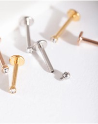 Lovisa - Mixed Metal Surgical Steel Flat Back Earring 6-Pack