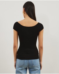 Atmos&Here - Kayla Off Shoulder Rib Knit Top