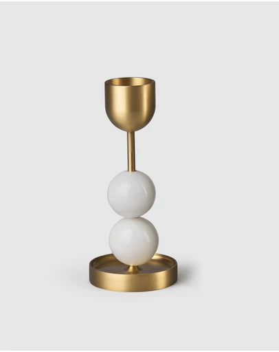 Black Blaze - Beaded Fountain Brass Candle Holder
