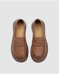 EVERAU - EverAU Ugg Pansy Cow Leather Upper Loafer Oxfords Flats