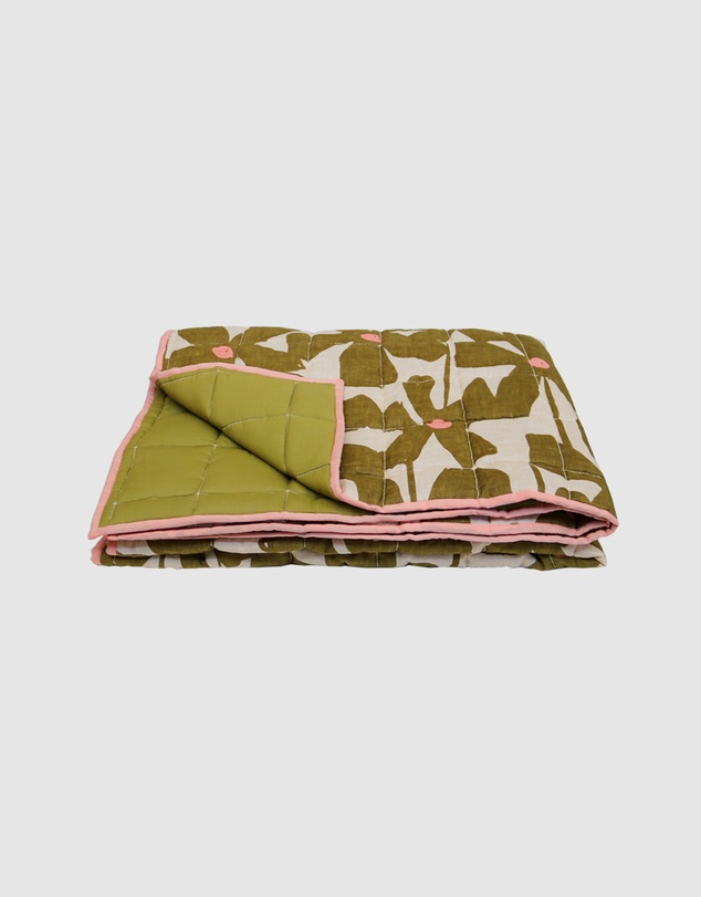 Mosey Me - Olive Poppy Quilted Throw