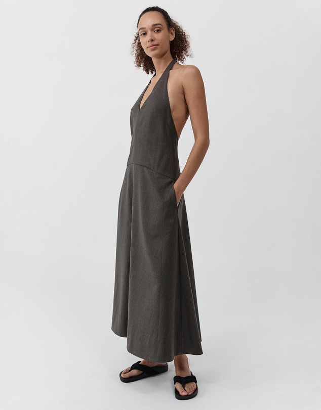 St. Agni - Wool Halter Plunge Dress