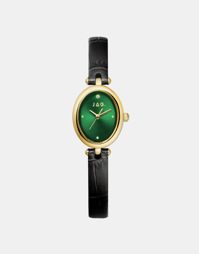 Jag - Emilie Womens Green Dial 20.5mm Black Strap Watch