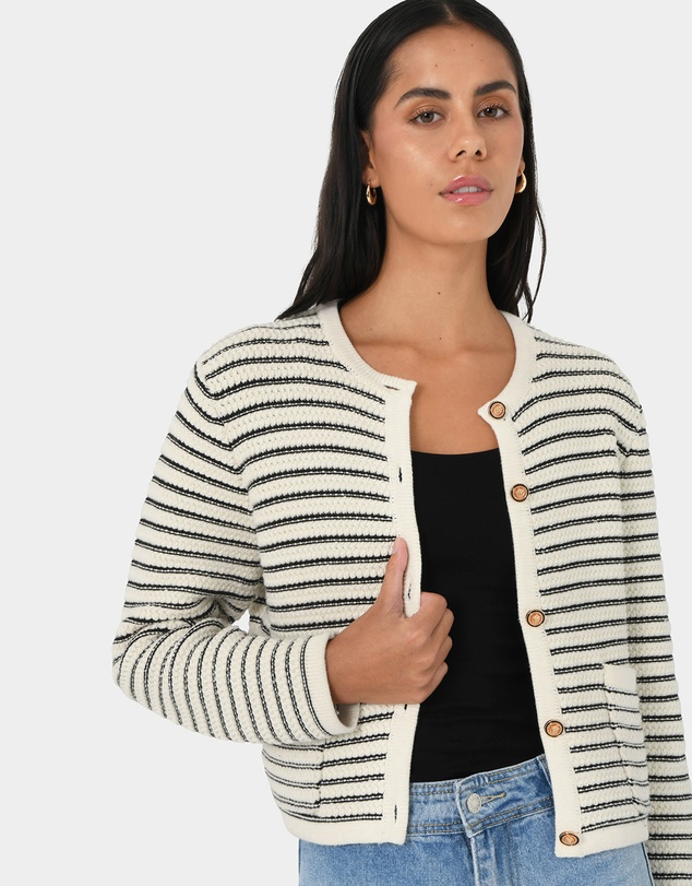 Forcast - Hollis Texture Stripe Cardigan
