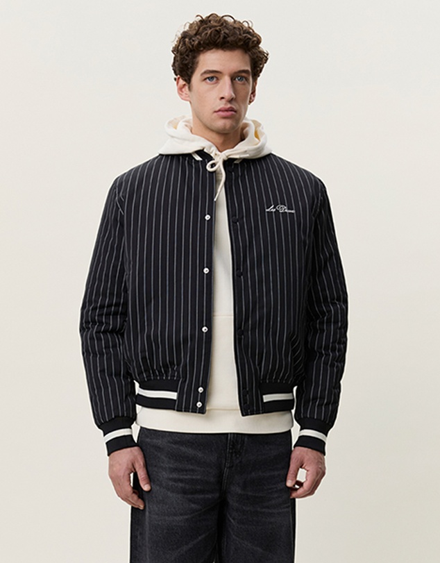 Les Deux - Varsity Tech Pinstriped Jacket