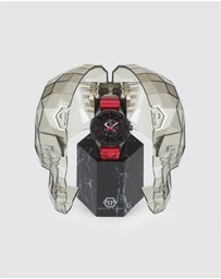 Philipp Plein - The $Kull 44mm Black Dial with Red Silicone Strap
