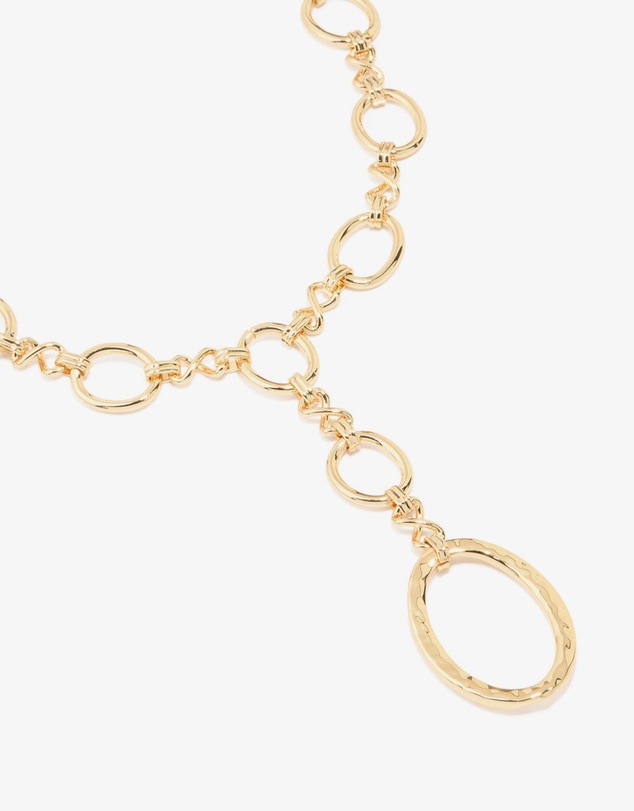 Lovisa - Gold Plated Oval Link Hammered Large Y-Necklace