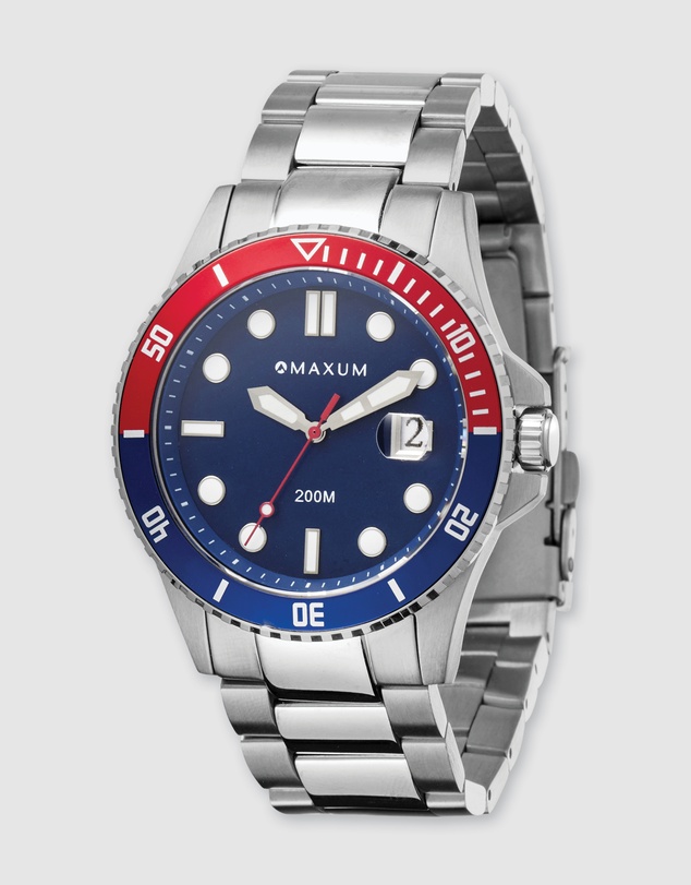 Maxum - Prince Blue Dial & Silver Tone Case & Bracelet