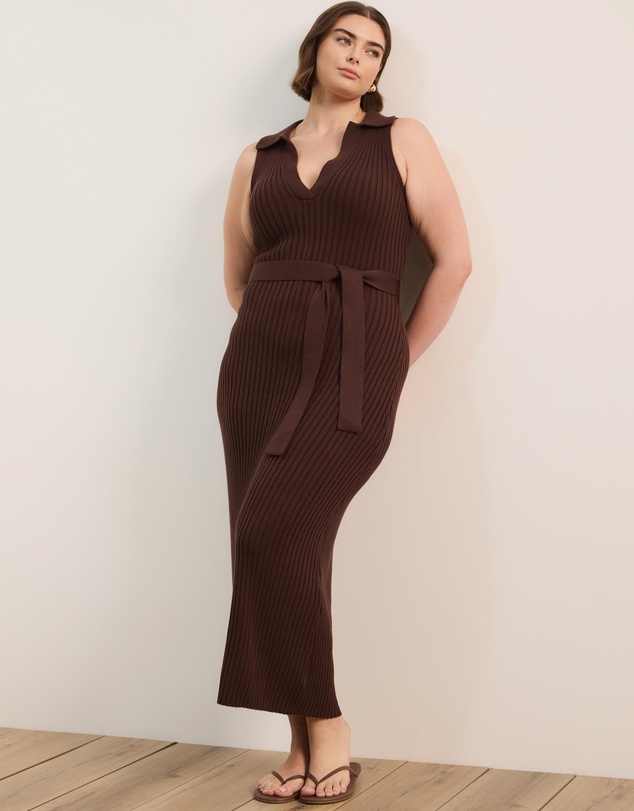 Atmos&Here Curvy - Joni Sleeveless Rib Knit Midi Dress
