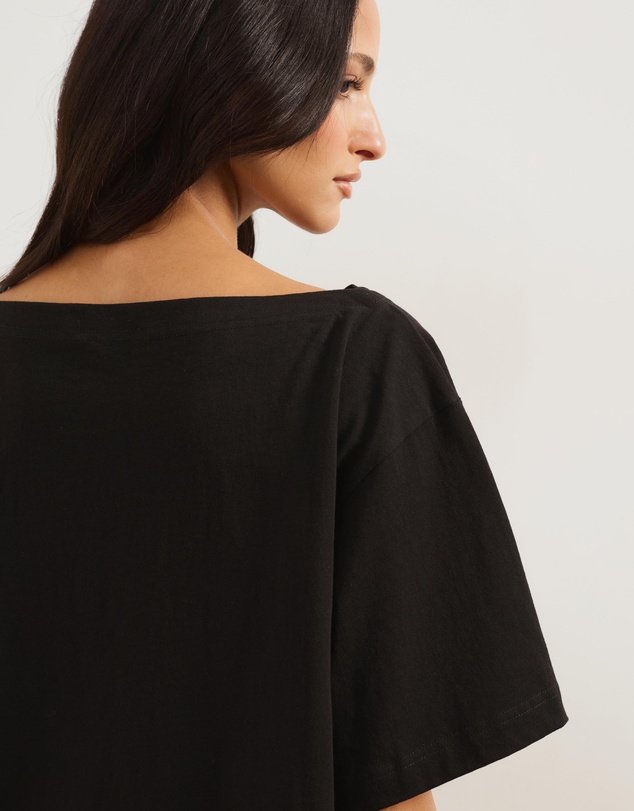 Atmos&Here - Sadie Oversized Cotton Boat Neck T-Shirt