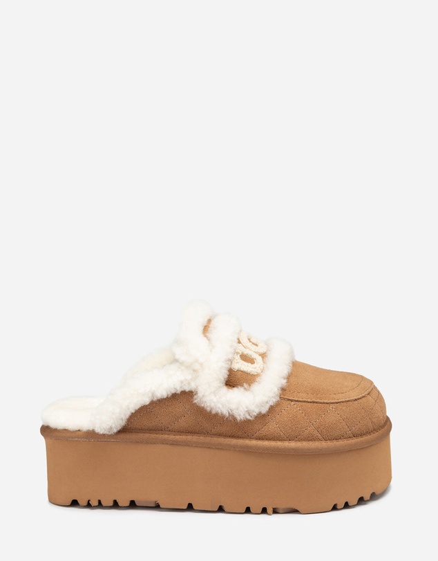 Ozwear Connection Uggs - Ugg Violet Matelassé Shearling Super Platform (6cm) Slipper (Elastic Logo) (Detachable Feature)