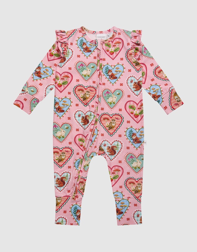 Fleur Harris - 'Woodland Love' Precious Frill Coverall in Sweet Peach
