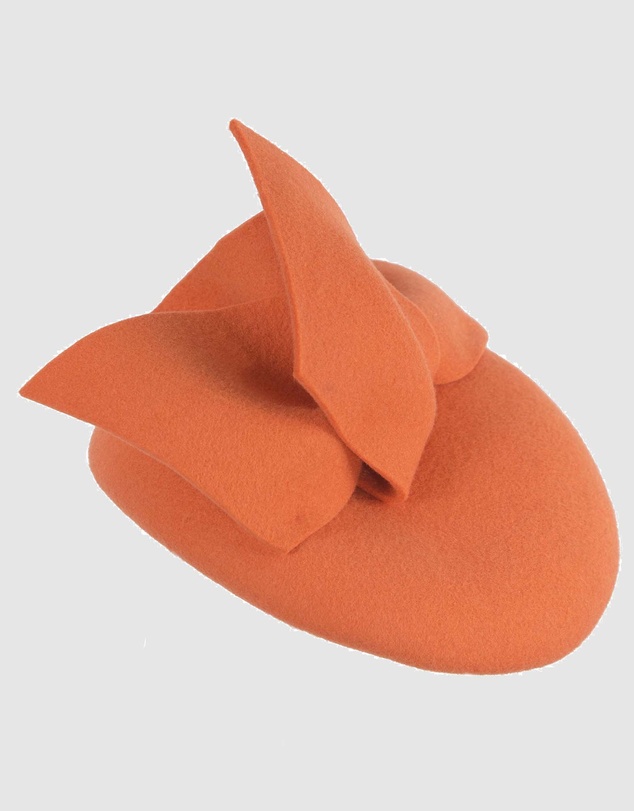 Max Alexander - Winter Orange Felt Pillbox with Bow