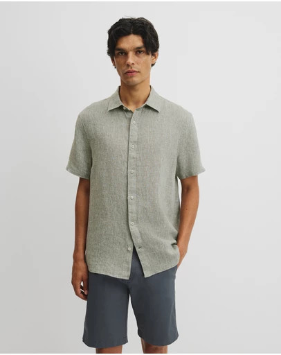 Country Road - Organically Grown Linen Regular Fit Short Sleeve Shirt