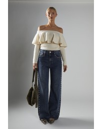Glamorous - Cream Peplum-Bardot Jumper