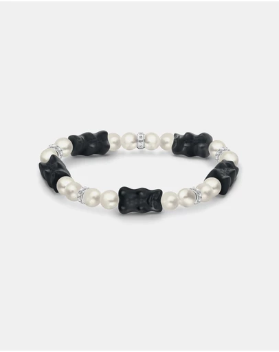 THOMAS SABO - Pearl bracelet with black goldbears