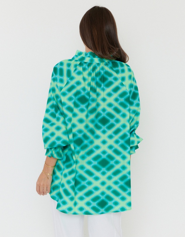 ALEXANDRA - Meeka Blouse Emerald Crosshatch