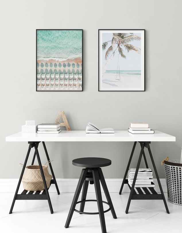 Olive et Oriel - White Umbrellas Art Print
