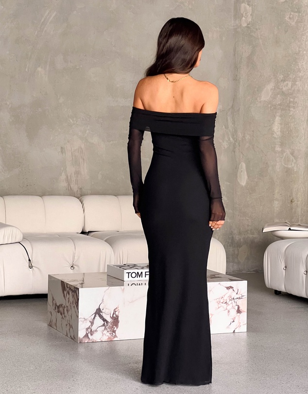 Beginning Boutique - Coraline Black Long Sleeve Maxi Dress