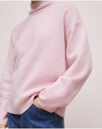 Trenery - Alpaca Merino Blend Relaxed Mock Neck in Light Blush