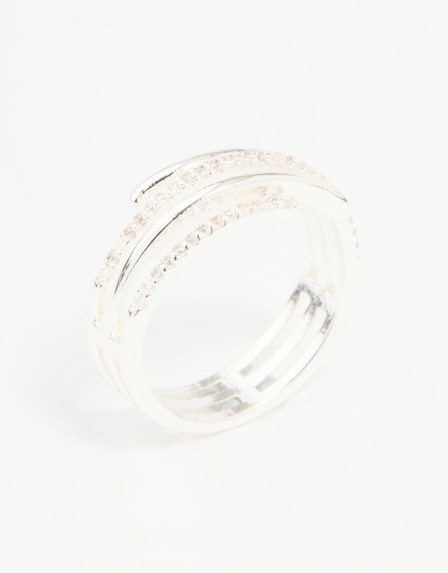 Lovisa - Silver Plated Cubic Zirconia Dainty Wrap Ring