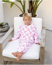 Sant And Abel - Kids Christmas Candy Cane Long PJ Set