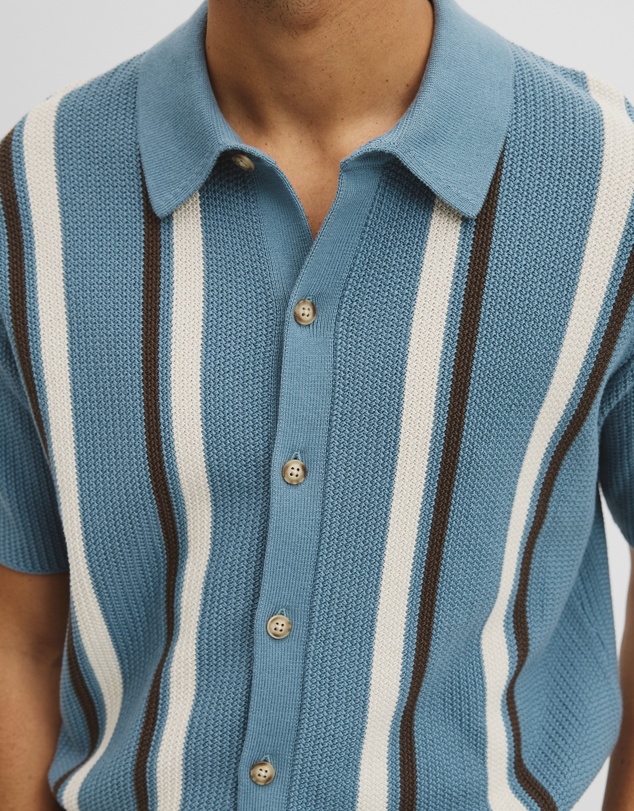 Country Road - Australian Good Earth Cotton Textured Stripe Knit Shirt
