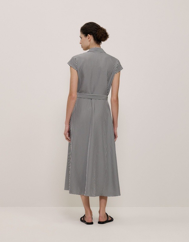 Trenery - Gingham Belted Dress in Black