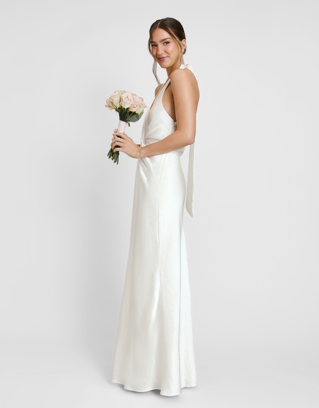 Six Stories - Plunge Knot Neck Scarf Bridesmaid Dress