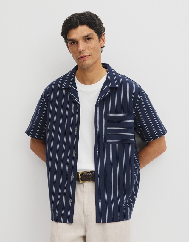 Country Road - Textured Stripe Cuban Shirt